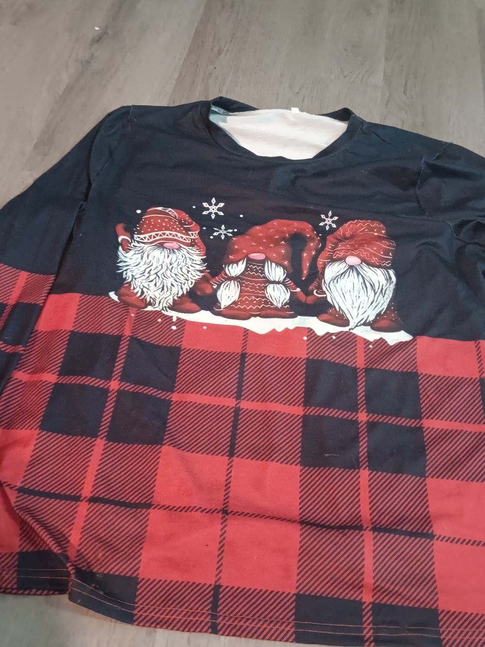 Red and Black Buffalo Plaid Gnome Holiday Top